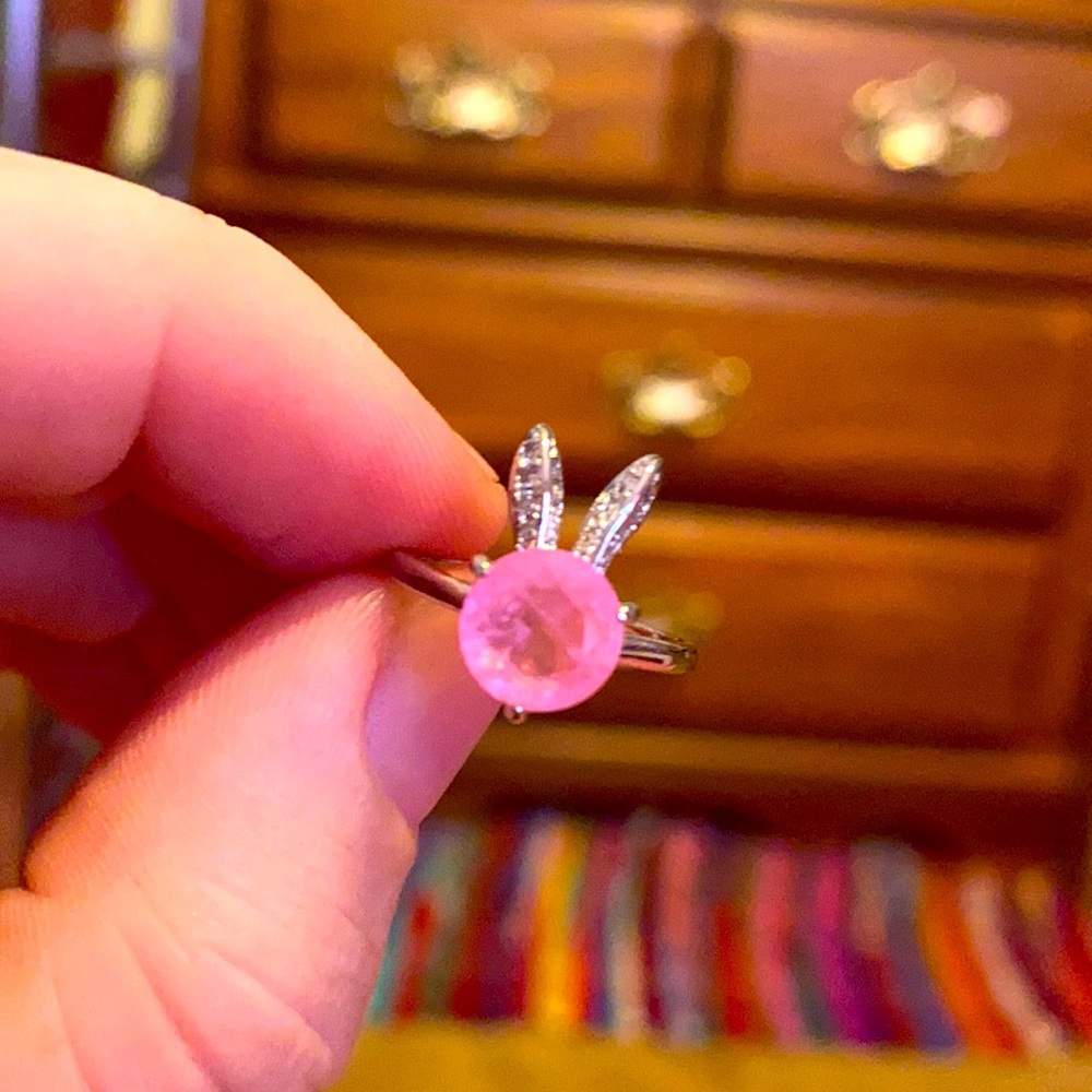 Bubblegum pink fusion stone bunny ring